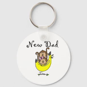 Dad of Twins Boy and Girl Tshirts and Gifts Keychain