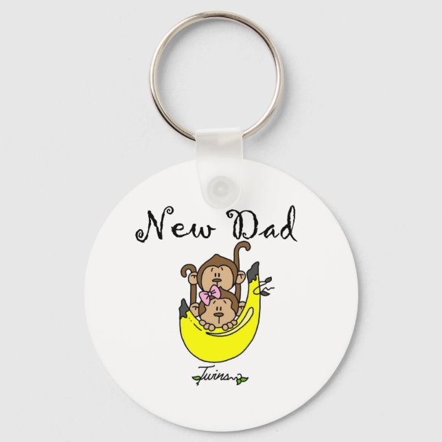 Dad of Twins Boy and Girl Tshirts and Gifts Keychain (Front)