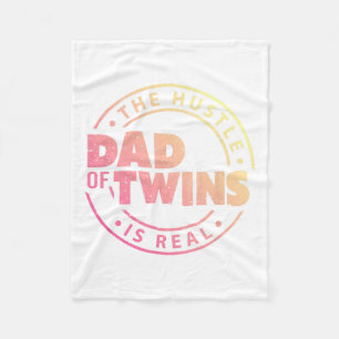 Dad Of Twins Funny New Dad To Be Tired Love Proud  Fleece Blanket