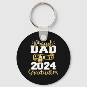 Dad Of Two 2024 Graduates Funny Cl Of 24 Senior  Keychain