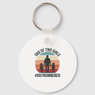Dad of Two Girls Outnumbered Vintage Family Shirt_ Keychain