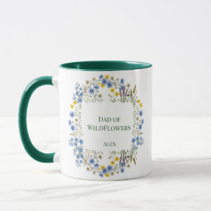 Dad of Wildflowers Floral Wreath Custom Name Green Mug