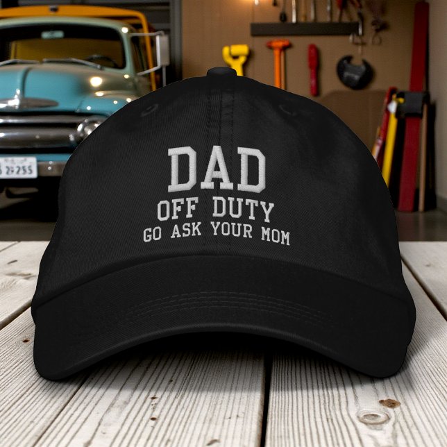 Dad Off Duty Simple Modern Typography Custom Embroidered Hat (Creator Uploaded)