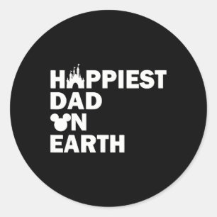Dad On Earth Funny Papa Daddy Happy Father's Day  Classic Round Sticker