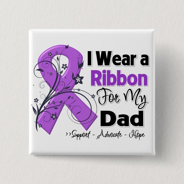 Dad - Pancreatic Cancer Ribbon 2 Inch Square Button (Front)