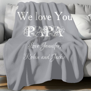 Dad Papa Father Custom Daddy Dada Simple Modern Fleece Blanket