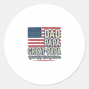 Dad Papa Great-Papa Patriotic Vintage Family Shirt Classic Round Sticker