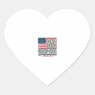 Dad Papa Great-Papa Patriotic Vintage Family Shirt Heart Sticker