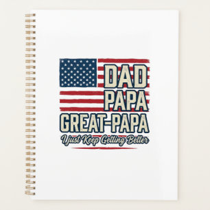 Dad Papa Great-Papa Patriotic Vintage Family Shirt Planner