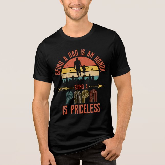 Dad Papa Saying | Father's Day Retro Tri-Blend Shirt (Front)