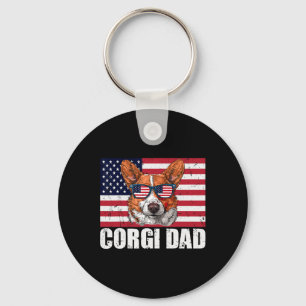 Dad Pembroke Welsh Corgi Us Flag Dog Lover 4th Of Keychain