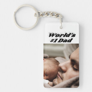 Dad Photo black text Keychain