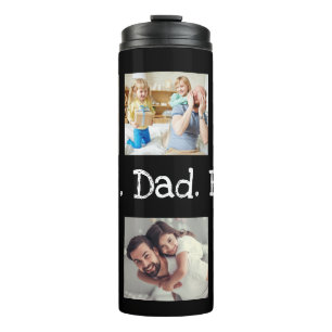 Dad Photo Collage Best Dad Ever Black White Unique Thermal Tumbler
