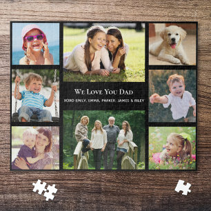 Dad Photo Collage Black Jigsaw Puzzle