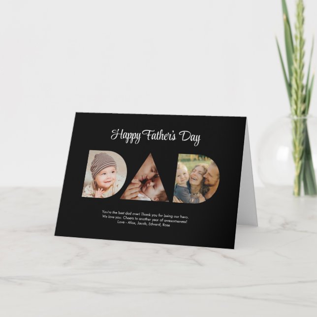 Dad Photo Collage Cutout Father's Day Birthday Card (Front)