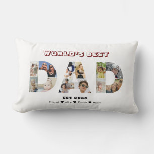 Dad Photo Collage Cutout Father's Day Birthday Lumbar Pillow