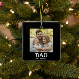 Dad Photo Established Ceramic Ornament