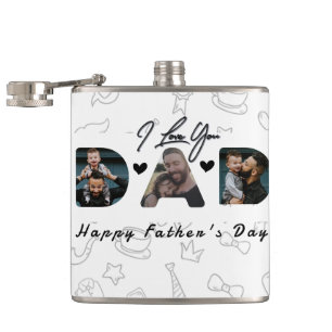 DAD Photo Father's Day Personalized  Hip Flask