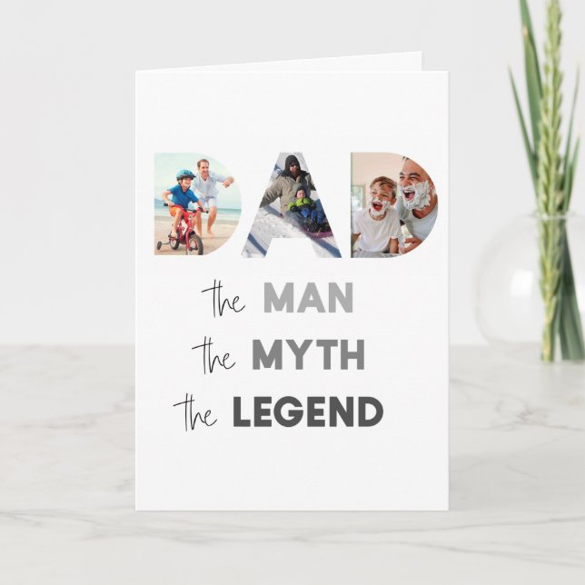 DAD Photo Letters Man Myth Legend Greeting Card (Front)
