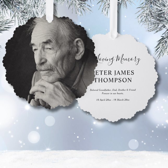 Dad Photo Memorial Tribute Remembrance  Ornament Card (Creator Uploaded)