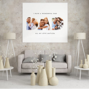 Dad photo modern typography child gift faux canvas print