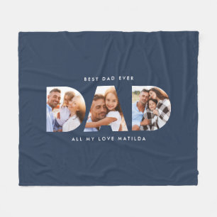 Dad photo modern typography child gift fleece blanket