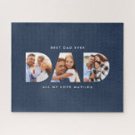 Dad photo modern typography child gift  jigsaw puzzle<br><div class="desc">Dad multi photo modern typography child gift. Ideal fathers day,  birthday or christmas gift. Colors can be changed.</div>
