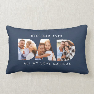 Dad photo modern typography child gift lumbar pillow