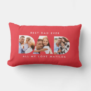 Dad photo modern typography child gift lumbar pillow