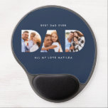 Dad photo modern typography child gift navy blue gel mouse pad<br><div class="desc">Dad multi photo modern typography child gift. Ideal fathers day,  birthday or christmas gift. Navy blue colour can be changed.</div>