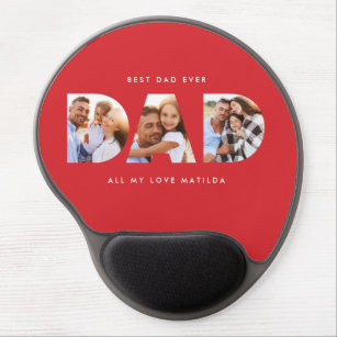 Dad photo modern typography child gift red gel mouse pad