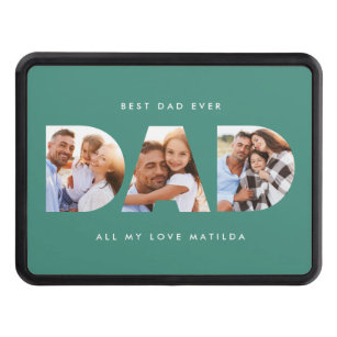 Dad photo modern typography child gift trailer hitch cover