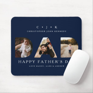 DAD Photo Navy Father's Day Personalized Monogram Mouse Pad
