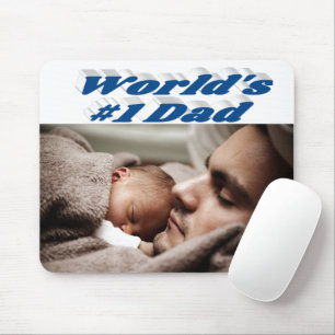 Dad Photo sea blue text Mouse Pad