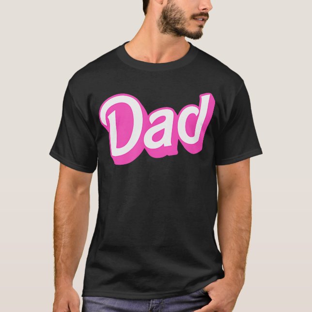 Dad Pink White Overlapping Font T-Shirt (Front)