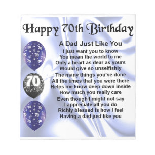 Dad Poem 70th Birthday Notepad