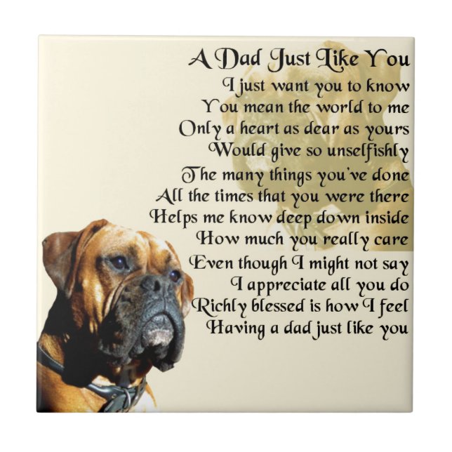 Dad Poem - Boxer Dog Design Tile (Front)
