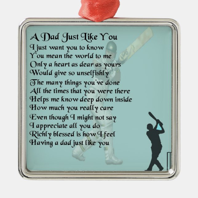 Dad Poem - Cricket design Metal Ornament (Front)