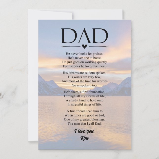 Dad Poem Father's Day Personalized Holiday Card (Front)
