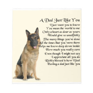Dad Poem - German Shepherd Dog Notepad