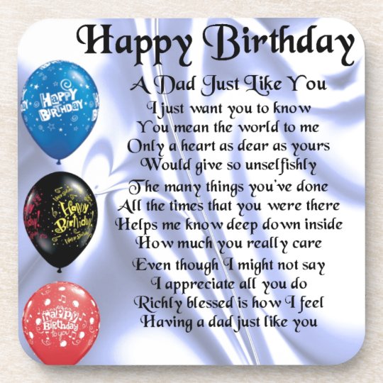 Dad Poem Happy Birthday Coaster | Zazzle.ca