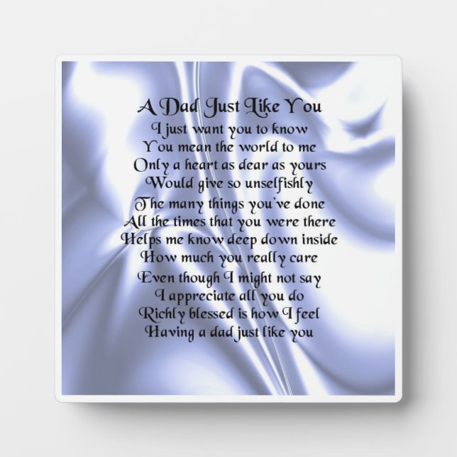 Dad  Poem Plaque  -  Blue Silk  Design (Front)