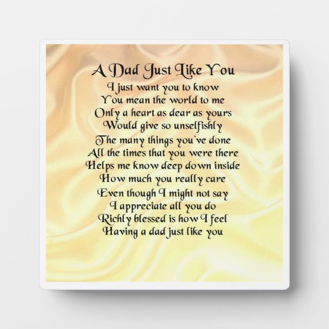 Dad  Poem Plaque  -  Cream Silk  Design (Front)