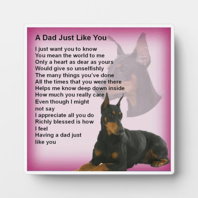 Dad  Poem Plaque  -  Doberman Dog  Design (Front)
