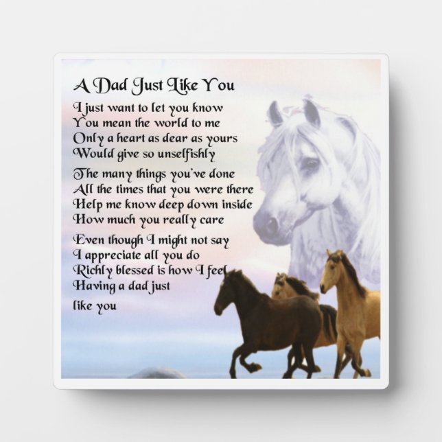 Dad  Poem Plaque  -  Horses  Design (Front)