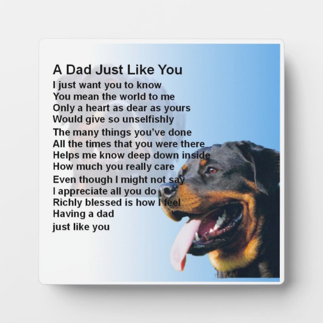 Dad  Poem Plaque  -  Rottweiller Dog  Design (Front)