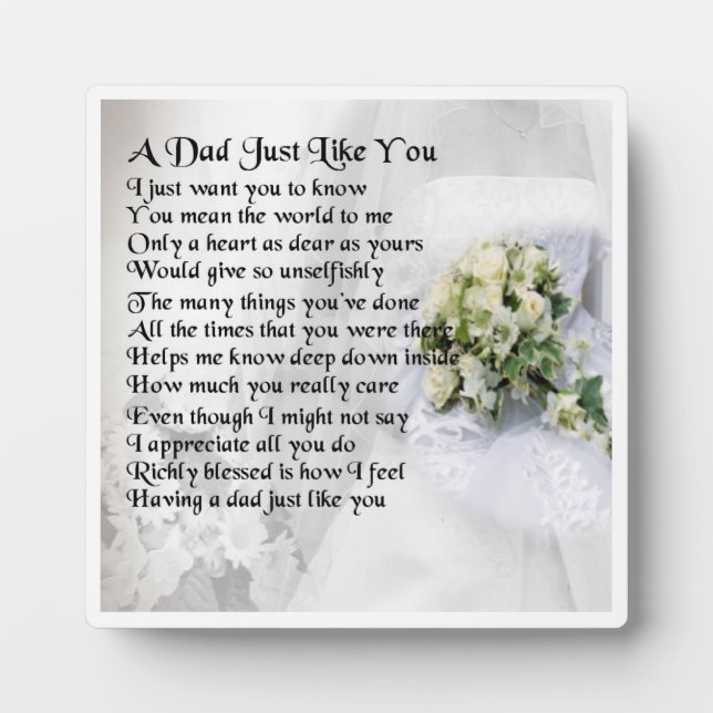 Dad  Poem Plaque  -  Wedding  Design (Front)
