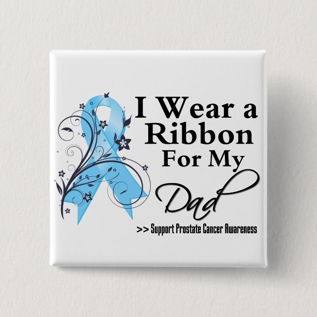 Dad Prostate Cancer Ribbon 2 Inch Square Button (Front)