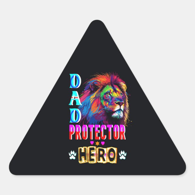 Dad Protector Hero Triangle Sticker (Front)