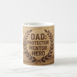  Dad: Protector, Mentor, Hero: Engraved Image Coffee Mug